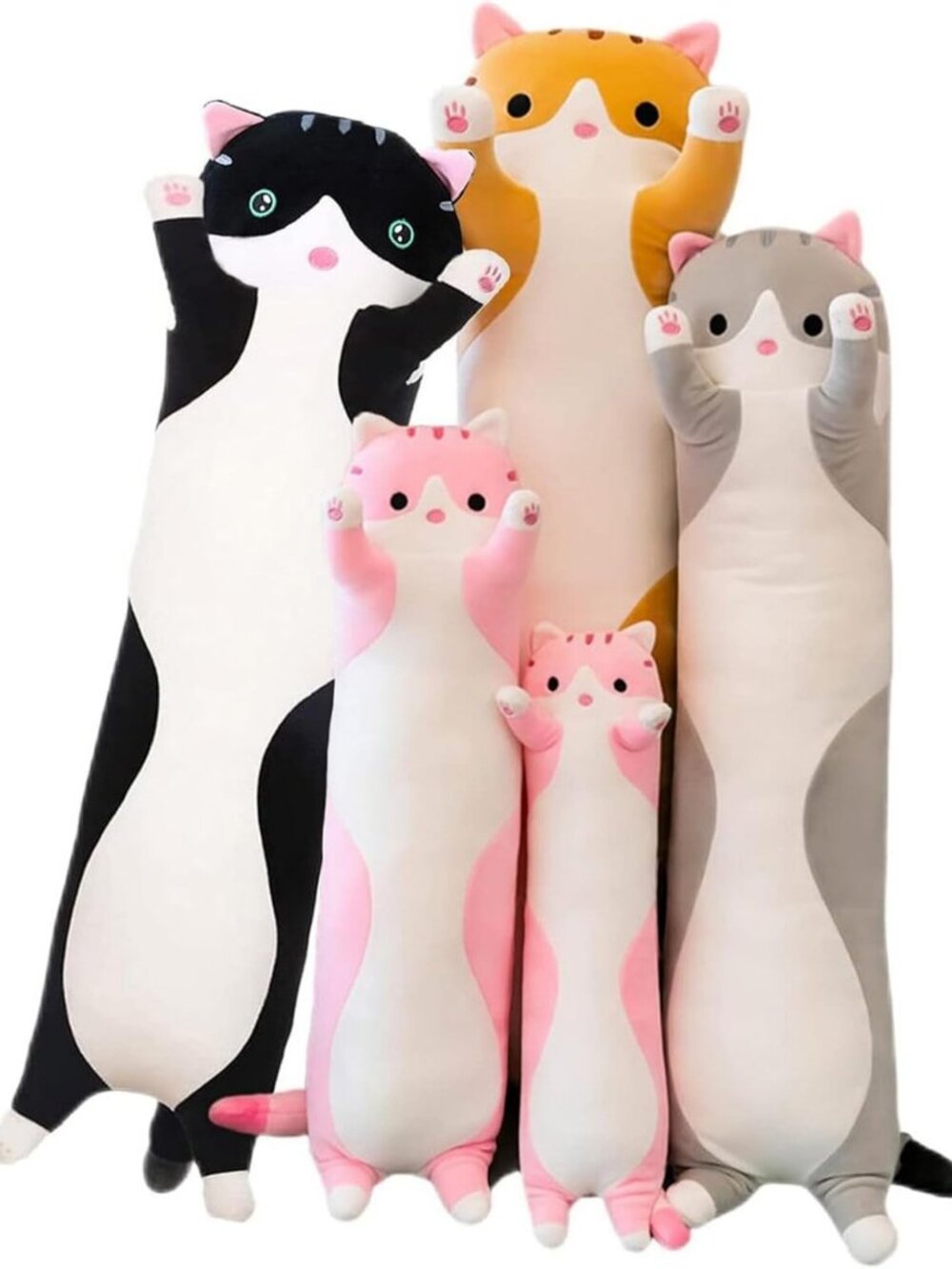 Soft Long Cat Plush Pillow - Cute Kitty Hugging Stuffed Animal Throw Pillow Gift